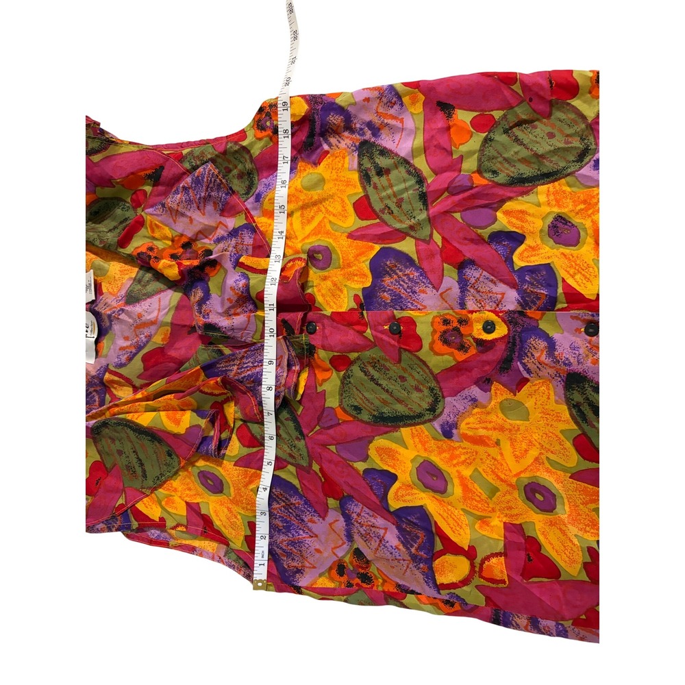 Sopite Collection 100% Silk Floral Ruffle V-Neck Button Front Blouse Womens M - Picture 6 of 6